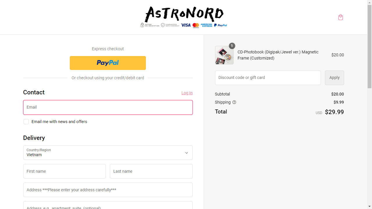 How to apply Astronord coupon code